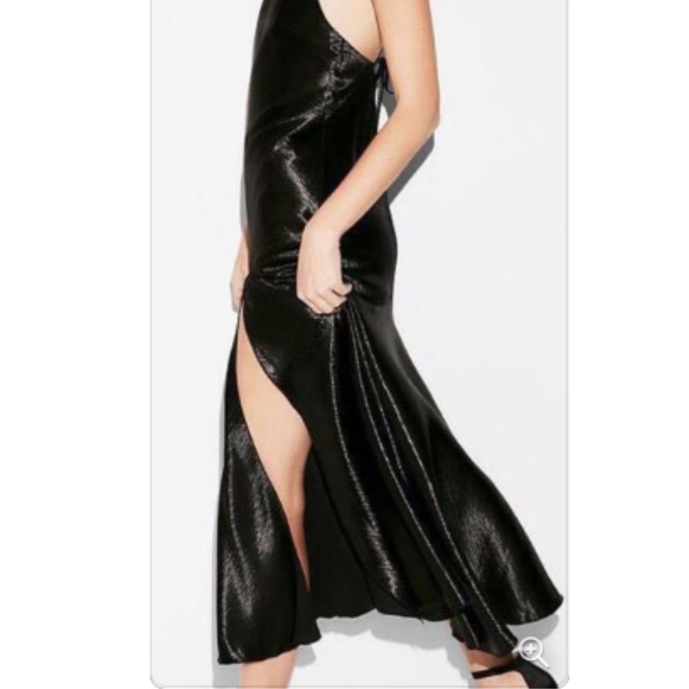 Express black halter open back satin maxi dress - Picture 4 of 14